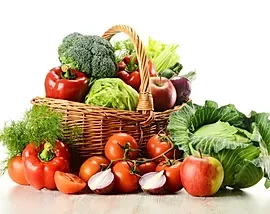 a basket of fresh fruit and vegetables